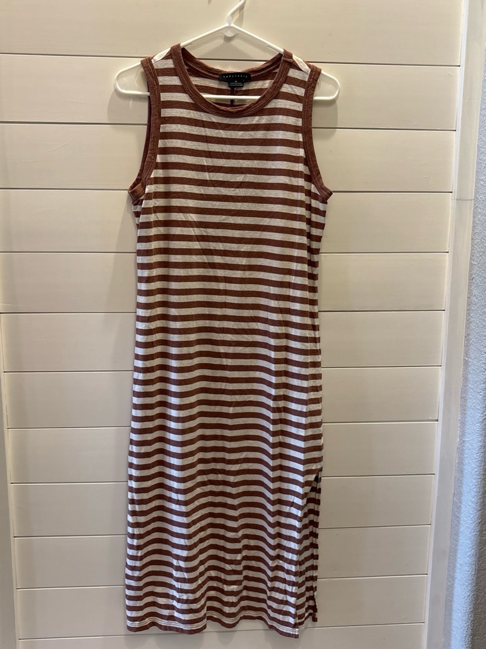 Sanctuary Brown and White Striped Sleeveless Maxi Dress